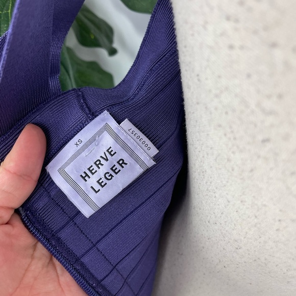 Herve Leger Purple Violet Bandage Mini Multi Strap Body Con Dress - Picture 9 of 10